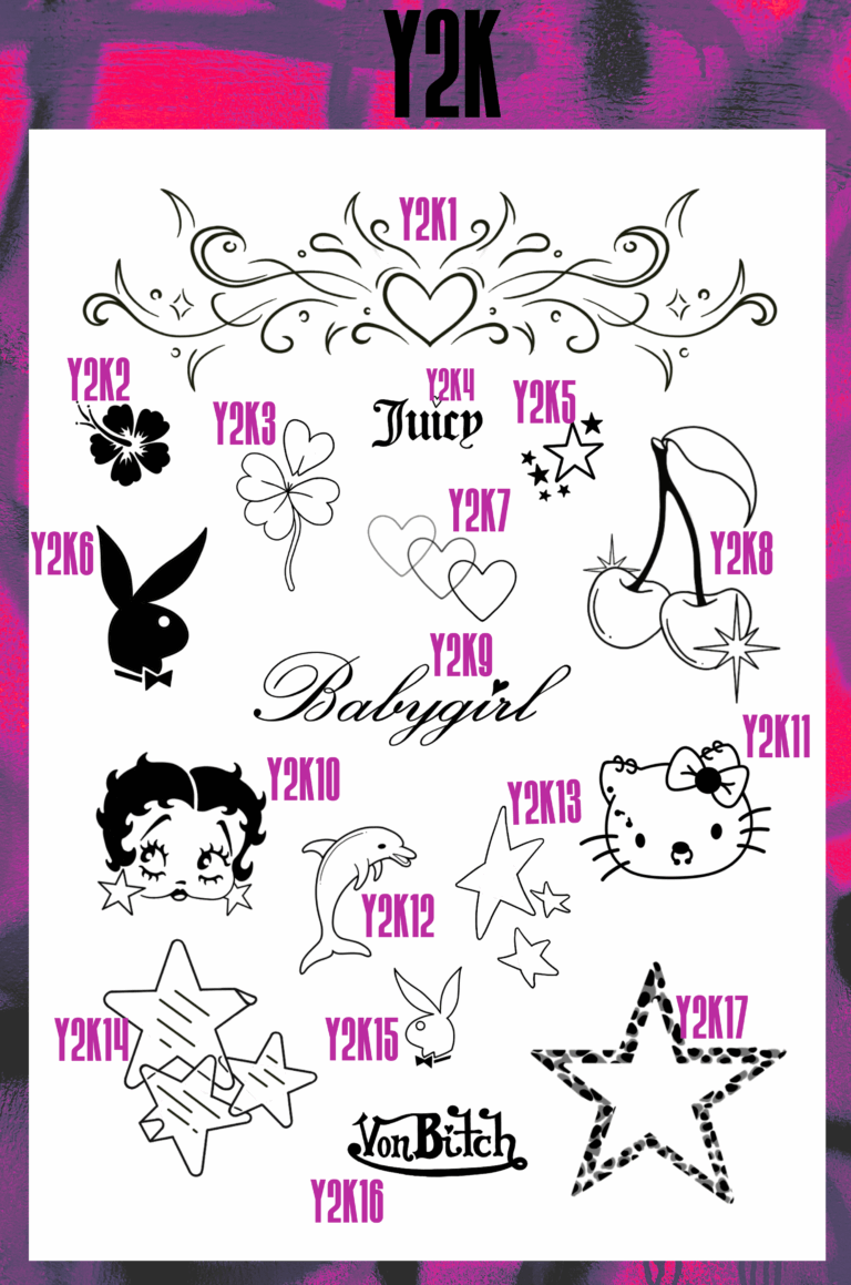 Y2k themed tattoo flash